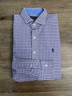 Polo Ralph Lauren Purple Check Button Down Shirt Men’s Medium Classic Fit